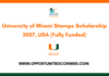 University of Miami Stamps Scholarship 2027, USA (Fully Funded) University of Miami Stamps Scholarship 2027