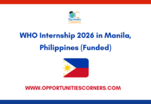 WHO Internship 2026 in Philippines (Funded) WHO Internship 2026 in Philippines