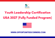 Youth Leadership Certification USA 2027 (Fully Funded Program) Youth Leadership Certification USA 2027