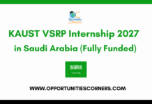 KAUST VSRP Internship 2027 in Saudi Arabia (Fully Funded) KAUST VSRP Internship 2027