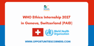 WHO Ethics Internship 2027 in Switzerland